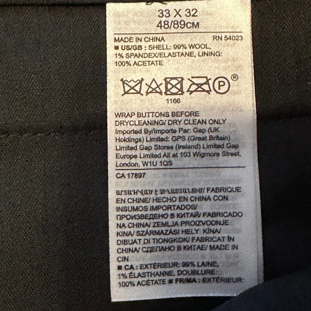 Banana Republic Slim Fit Men's Wool‎ Blend Dress Pants 33x32 Black